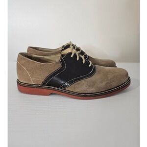 1901 Men's Size 10M Tan Brown Suede Leather Saddle Shoes Oxford Made in Brazil